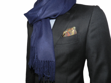 Kasjmier sjaal - Donkerblauw